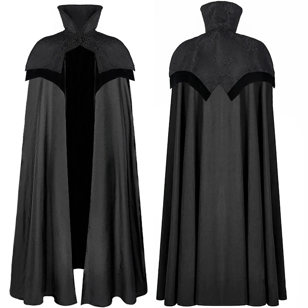 Men's Gothic Cloak Black - front studio view (1 of 2)