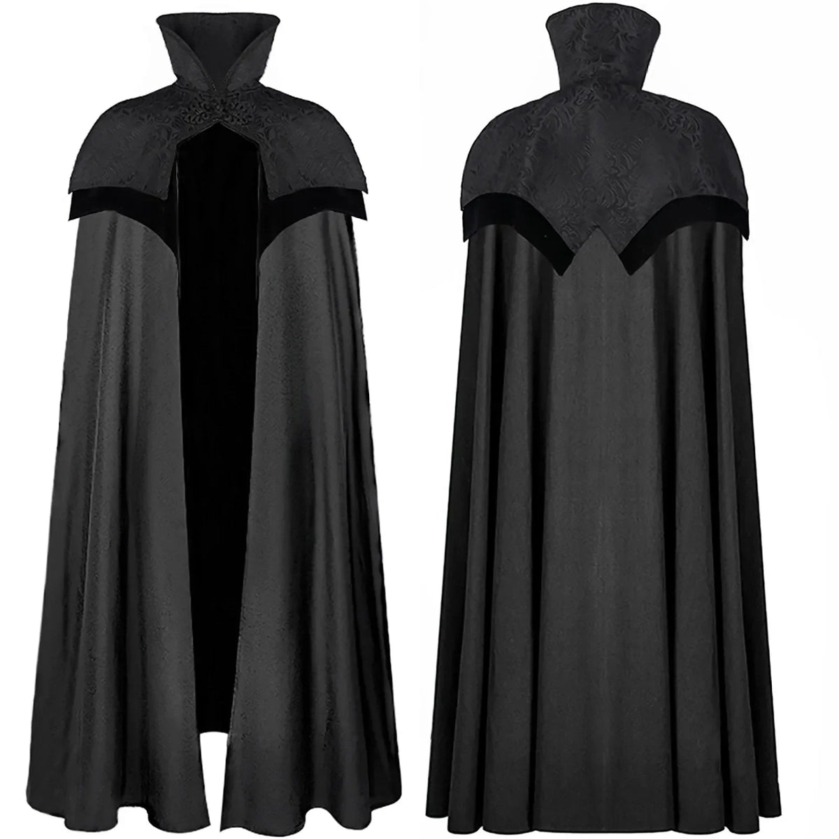 Men's Gothic Cloak Black - front studio view (1 of 2)