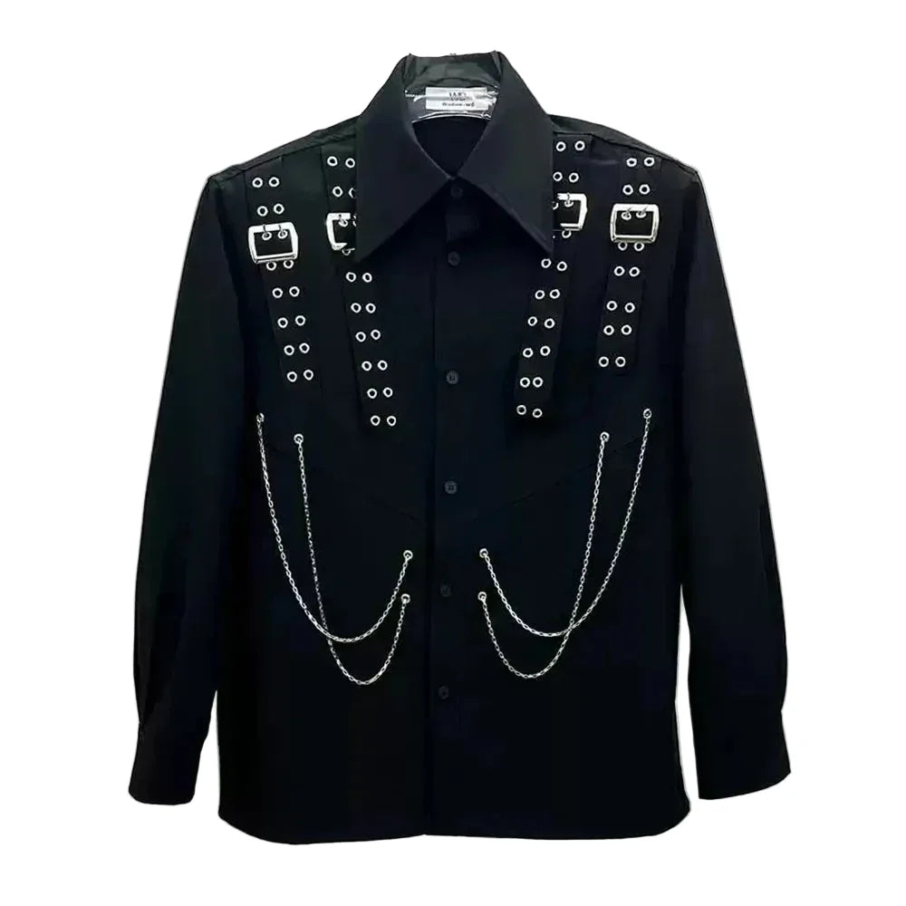 Men's Gothic Chain Shirt Black - front studio view (1 of 4)