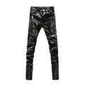 Men's Black Faux Leather Multi-Zip Slim Pants - front studio view (1 of 3)