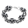 Men's Silver Cross Skull Link Bracelet - front studio view (1 of 3)