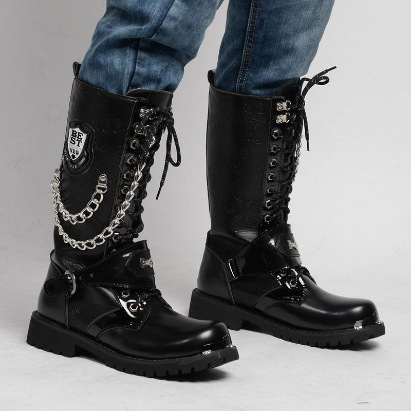 Black Chain Combat Boots