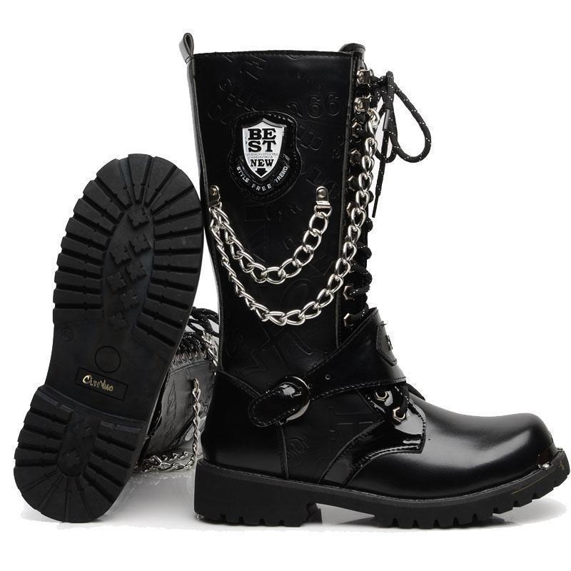 Black Chain Combat Boots