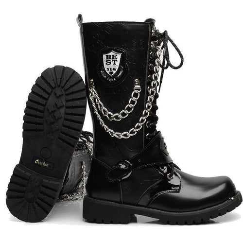 Black Chain Combat Boots