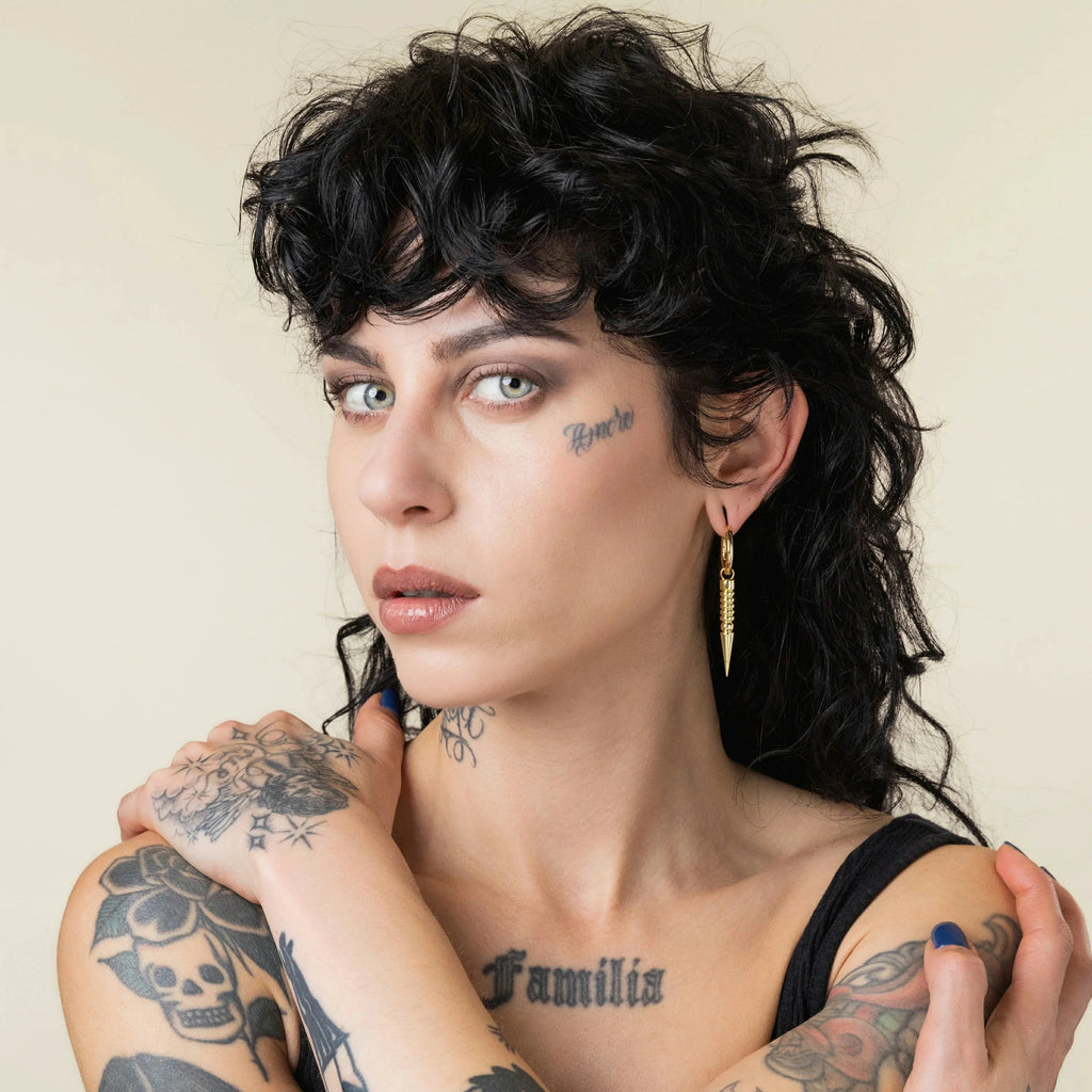 THORN DROP HOOPS EARRINGS
