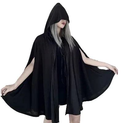 Women's Gothic Hooded Cape Black - primary photo, shown with a person (1 of 2)