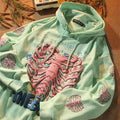 Women's Mint Ribcage Graphic Pullover Hoodie - primary photo, shown with a person (1 of 2)