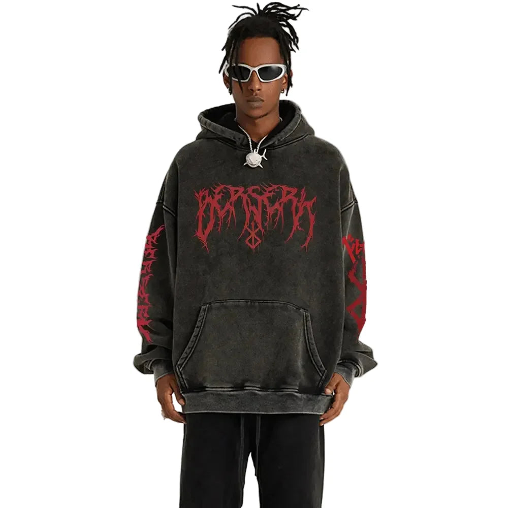 Unisex Charcoal Acid Wash Graphic Hoodie