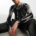Men's Black Silver Marble Slim Crew Top - primary photo, shown with a person (1 of 3)