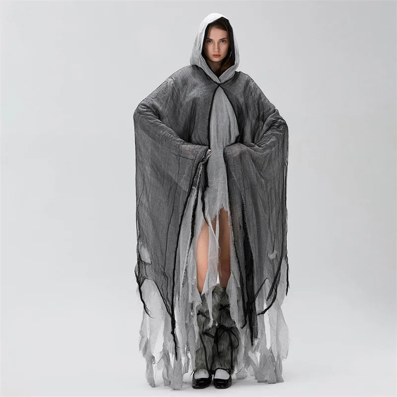 Ripped Hooded Black Jacket