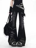 Y2K Bow Jeans Women 3D Design High Waist Slim Fit Flared Pants Spicy Girl - Creepy Goth