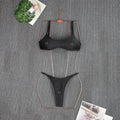 2026 Sexy Halter Solid Color Bikini Set Women's Swimsuit Two-piece Triangle Thong Swimwear Beach Bathing Suit Brazilian Biquinis - Creepy Goth