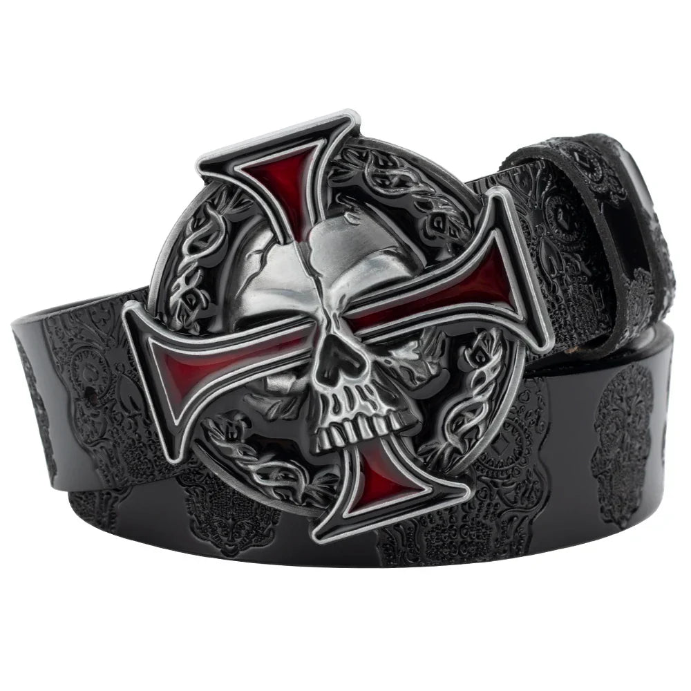 Skull Leather Belt - front studio view (1 of 2)