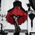 Women's Red Jacquard High-Low Corset Skirt - primary photo, shown with a person (1 of 3)