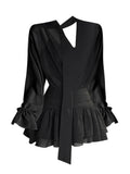 Women's Classic Long Sleeve Dress Black - front studio view