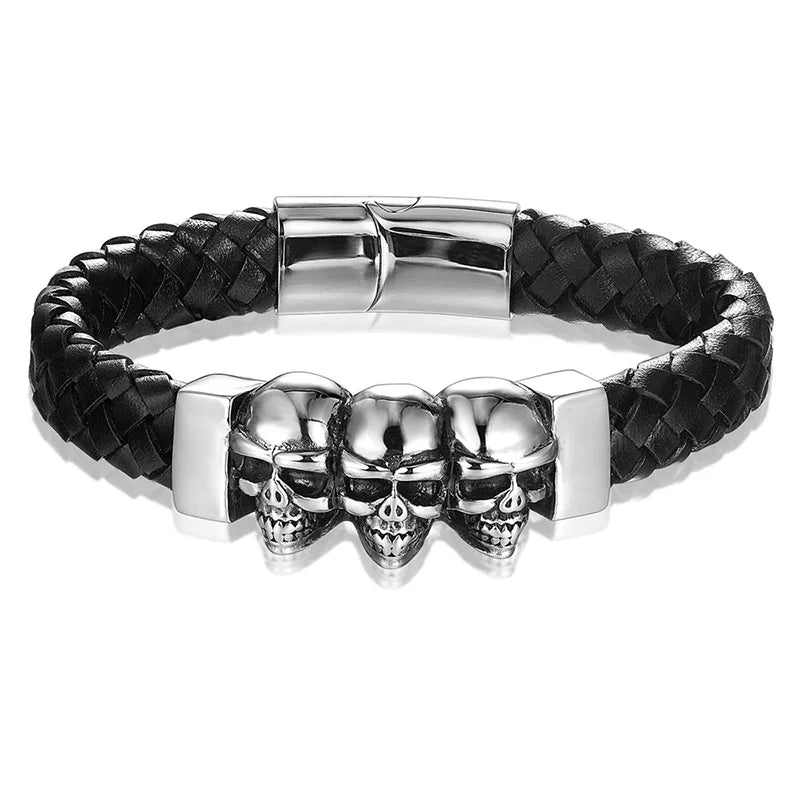 Leather Skull Bracelet - front studio view (1 of 3)