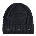 Men's Black Gray Knit Skull Stud Beanie - front studio view (1 of 5)