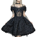 Women's Black Jacquard Spiderweb Mini Dress - primary photo, shown with a person (1 of 2)