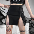 Women's Black Dual-Zip Harness Mini Skirt - primary photo, shown with a person (1 of 3)