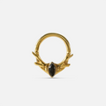 Gold Antler Mark Clicker with black obsidian stone, antler details, and 18K gold PVD finish