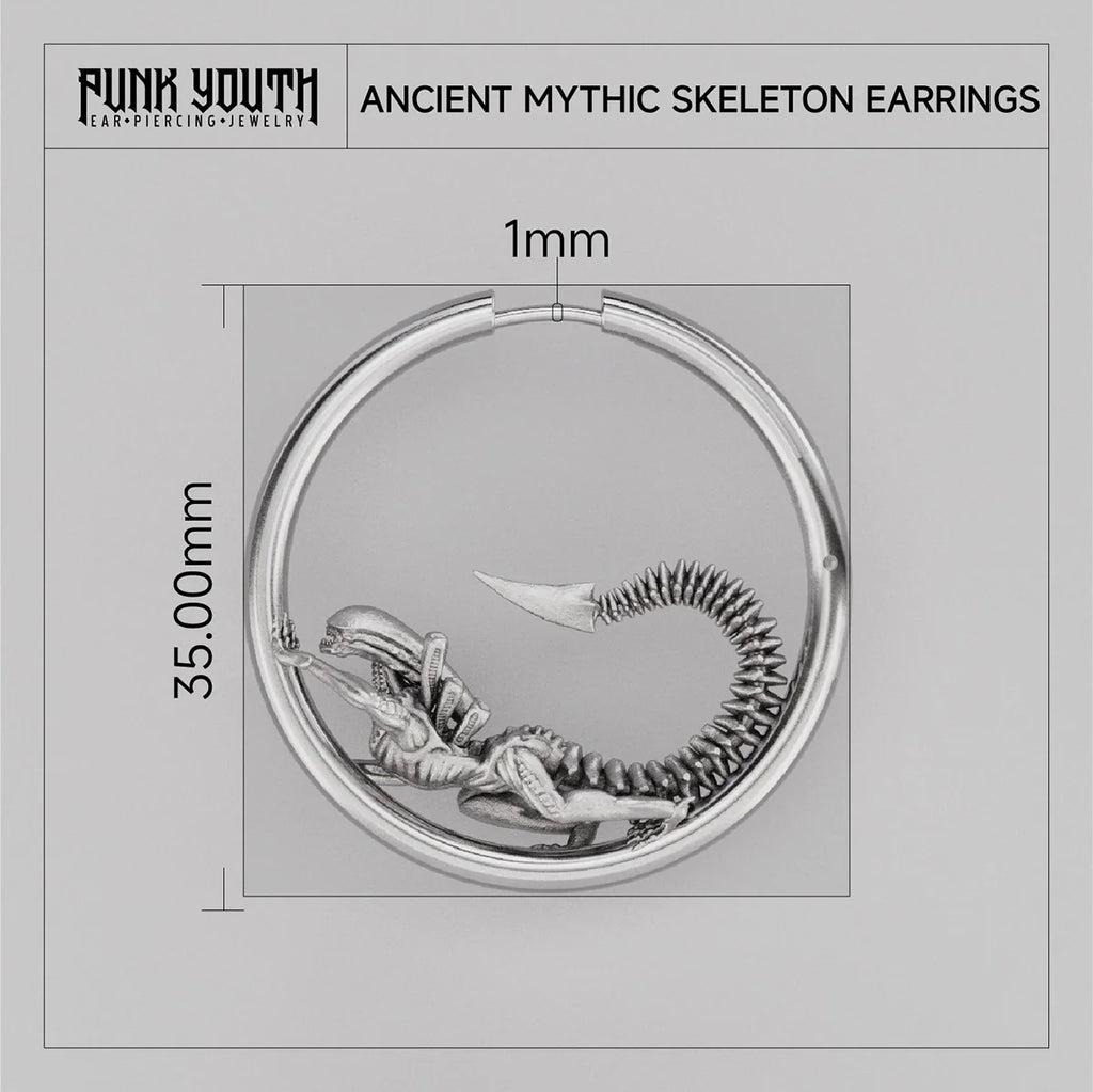 BIOMECHANICAL ALIEN HOOP EARRINGS