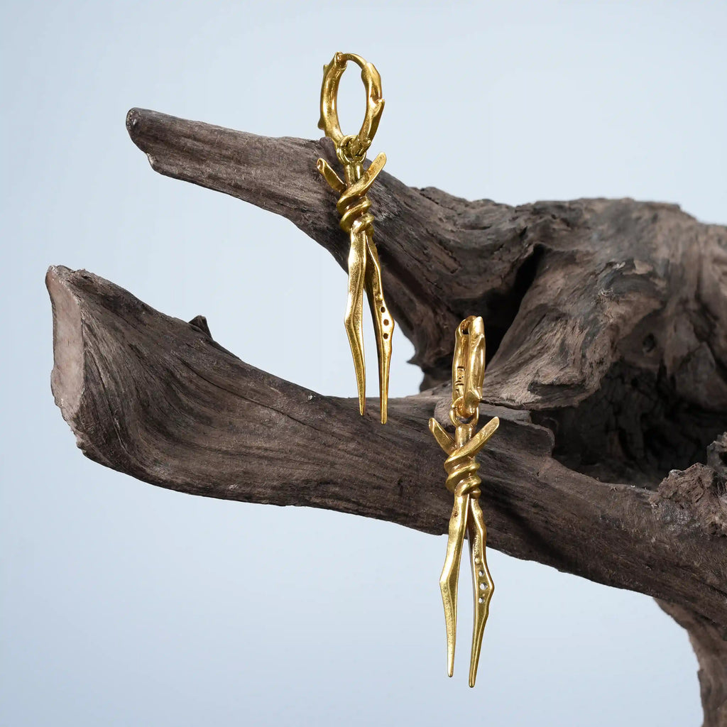 BOUND TWIN EARRINGS (GOLD)