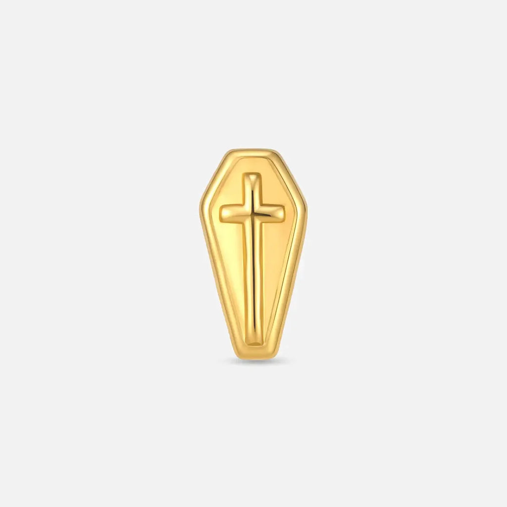 Gold coffin cross titanium flatback stud, product view 1 – PUNKYOUTH