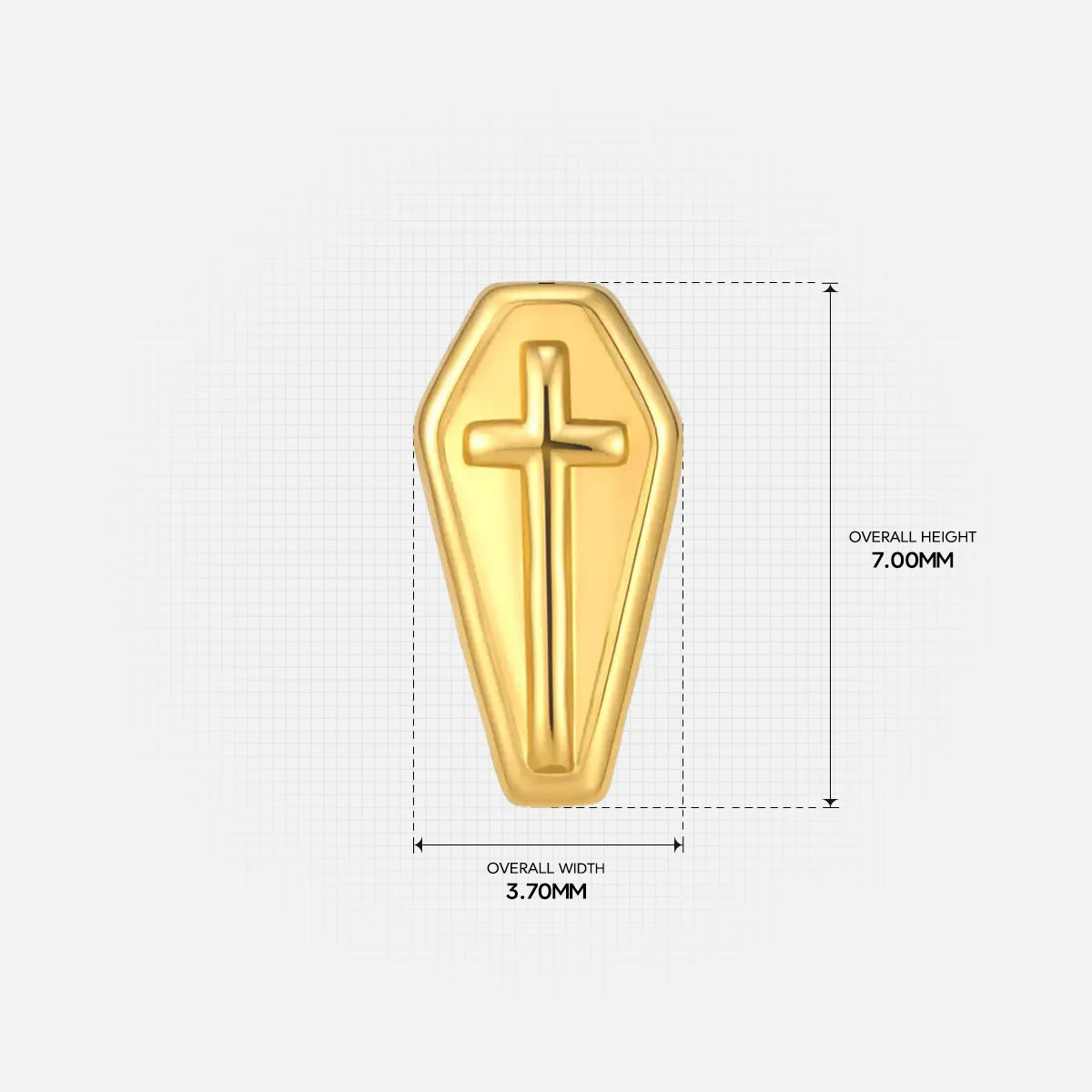 COFFIN CROSS FLATBACK STUD