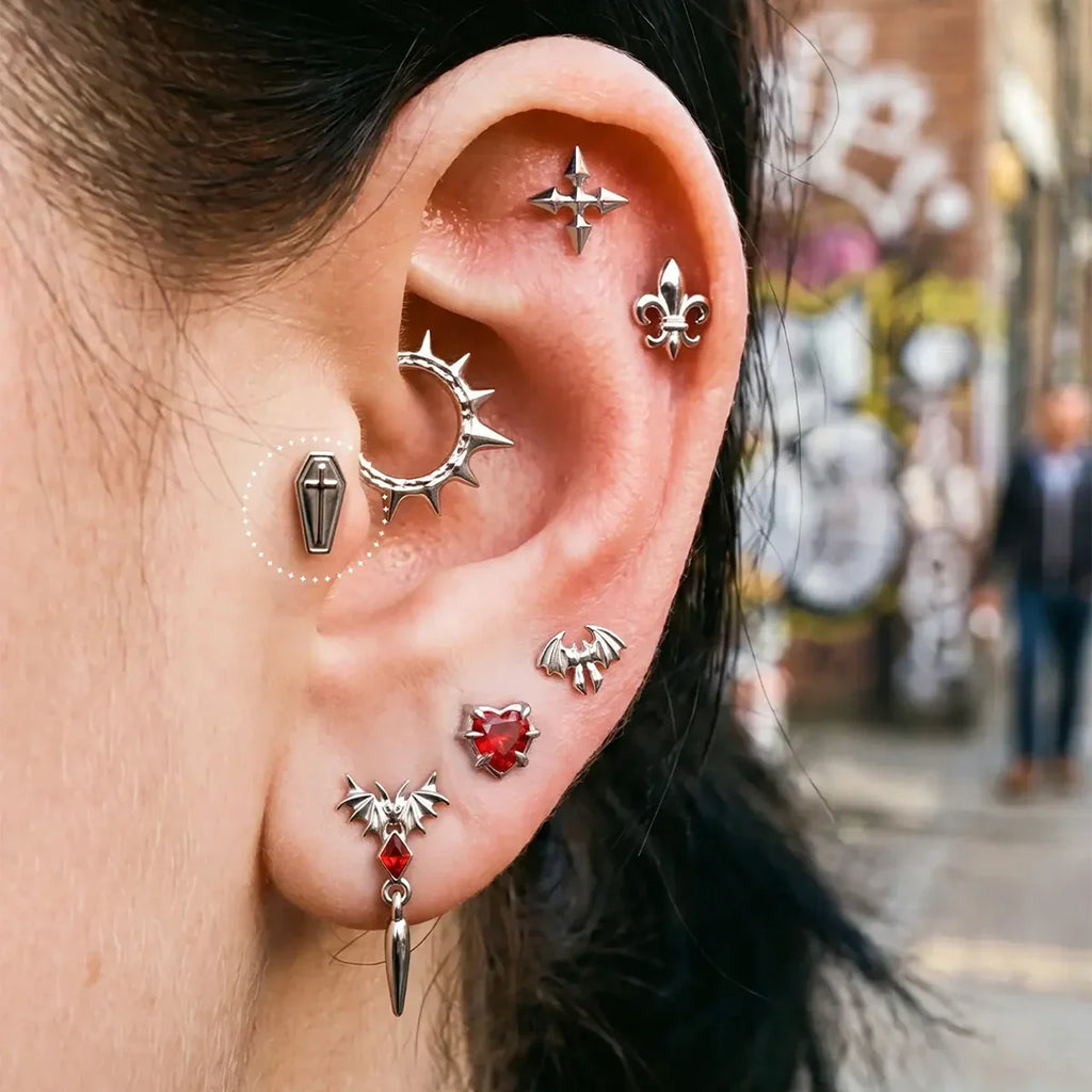 COFFIN CROSS FLATBACK STUD
