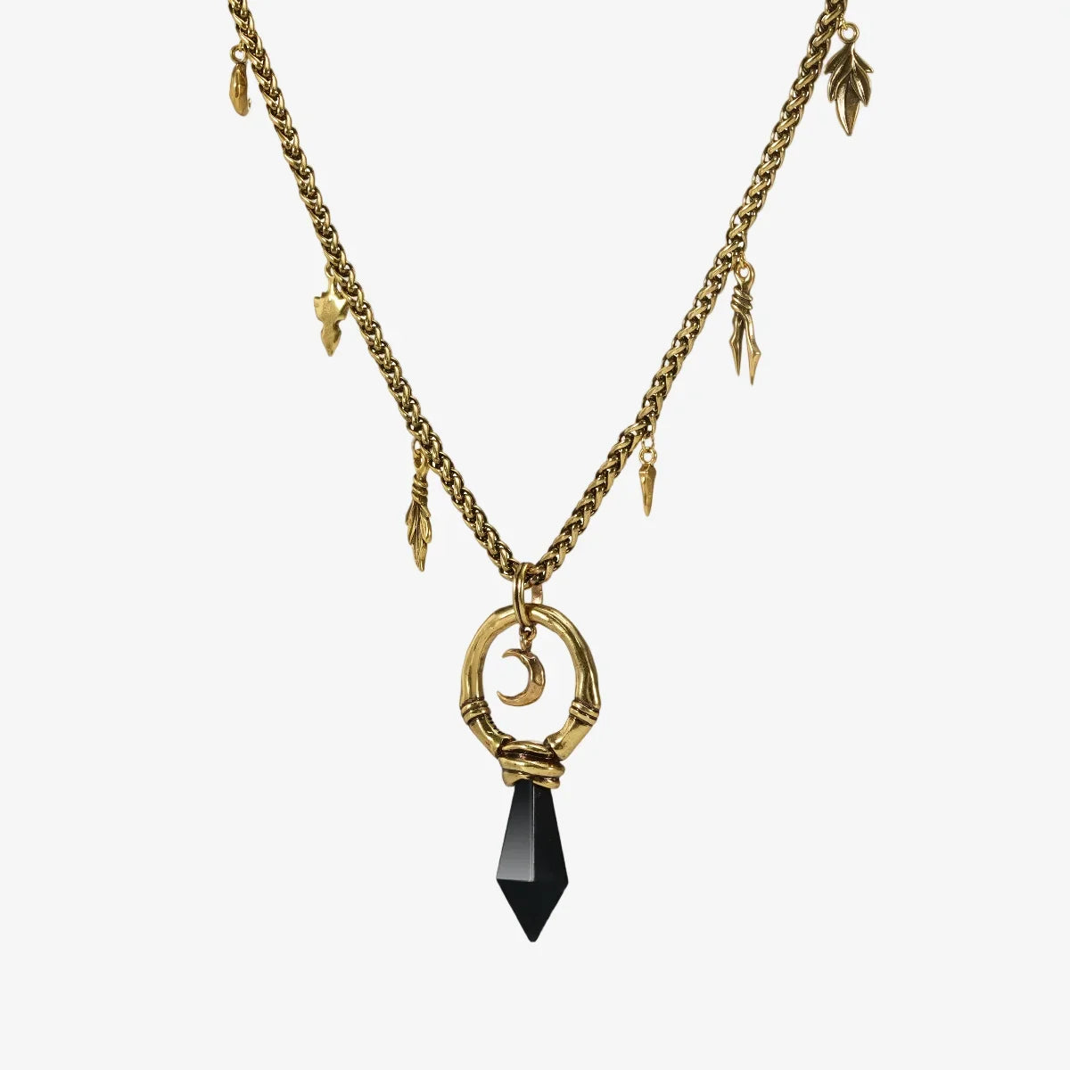 CRESCENT WARD NECKLACE (GOLD-OBSIDIAN)