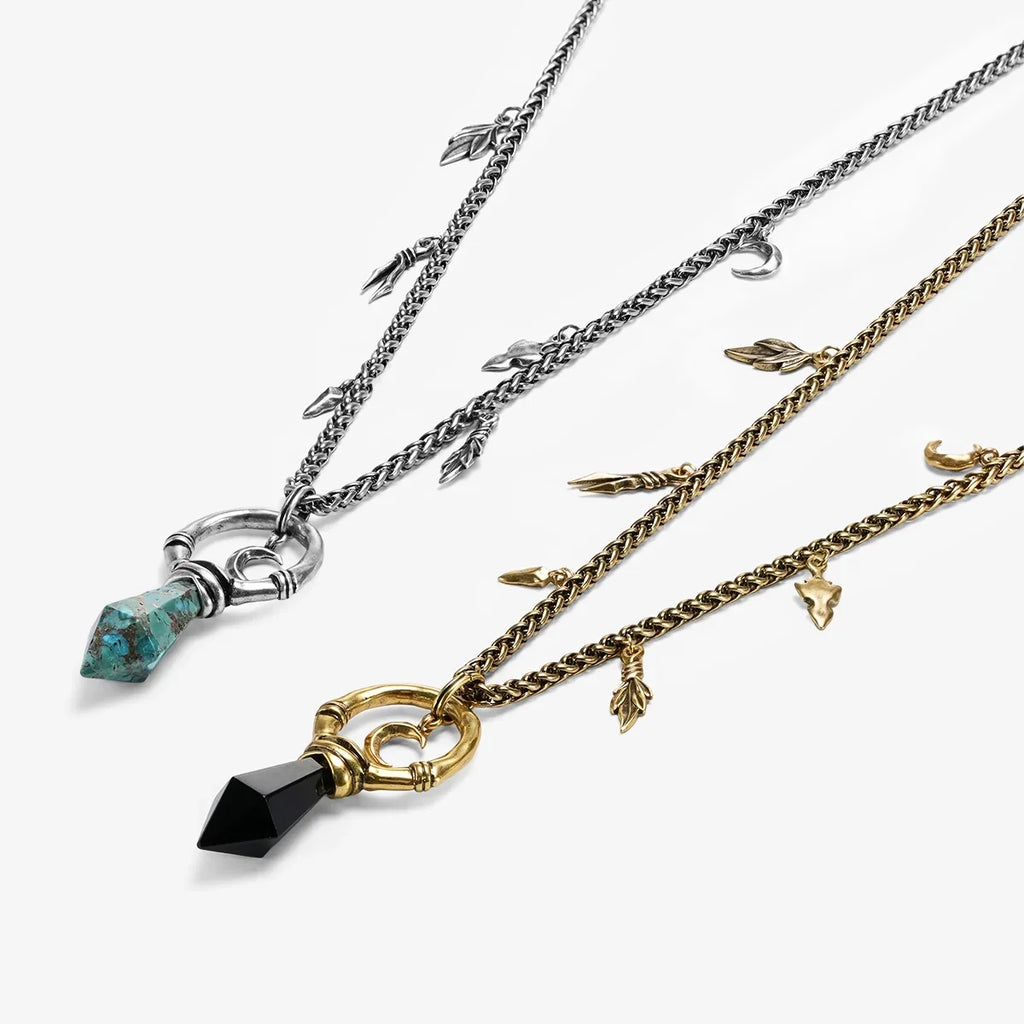 CRESCENT WARD NECKLACE (SILVER-TURQUOISE)