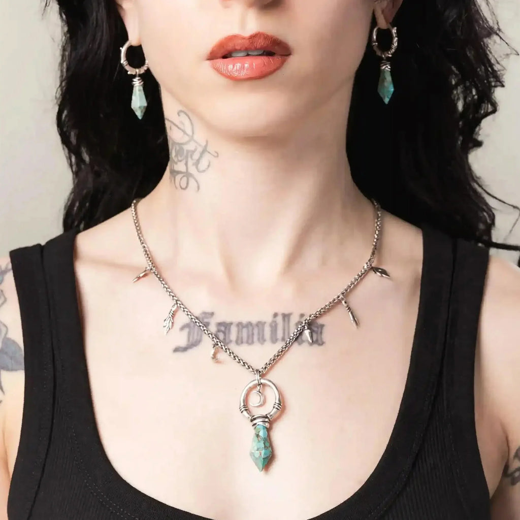 CRESCENT WARD NECKLACE (SILVER-TURQUOISE)