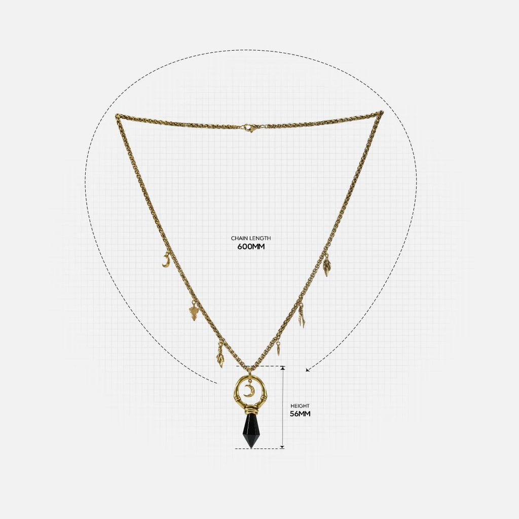 CRESCENT WARD NECKLACE (GOLD-OBSIDIAN)