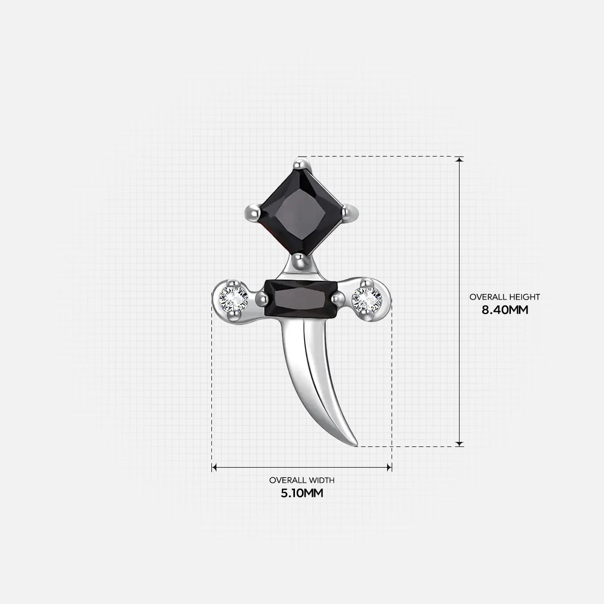 CRYSTAL DAGGER FLATBACK STUD