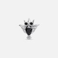 Silver with black cubic zirconia crystal owl titanium flatback stud, product view 5 – PUNKYOUTH