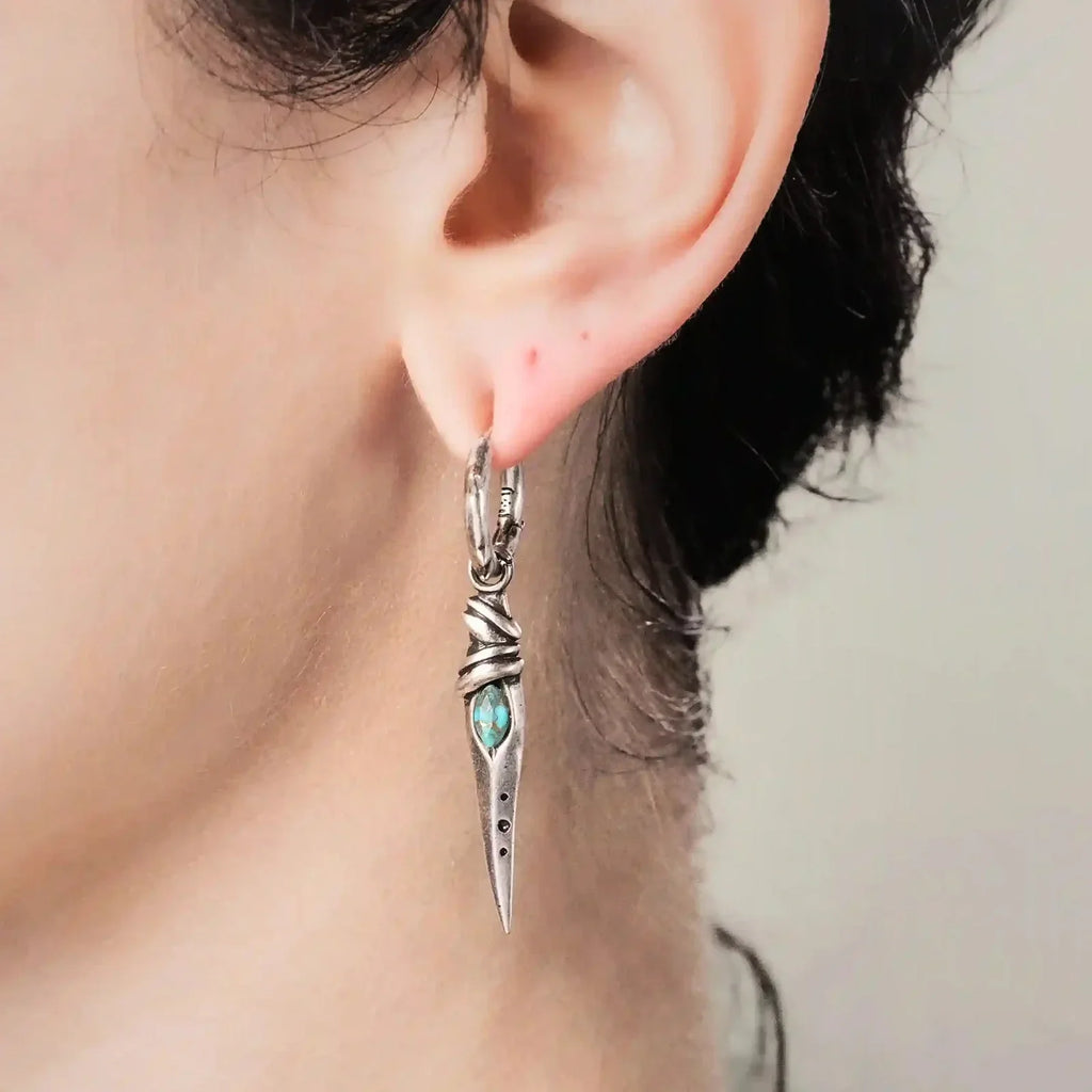 EYE DAGGER EARRINGS (SILVER-TURQUOISE)