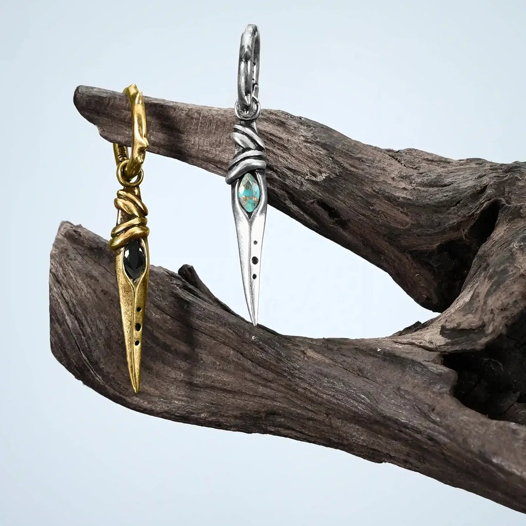 EYE DAGGER EARRINGS (SILVER-TURQUOISE)
