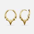 Pair of gold Fang Crest hoop earrings with pointed crest details
