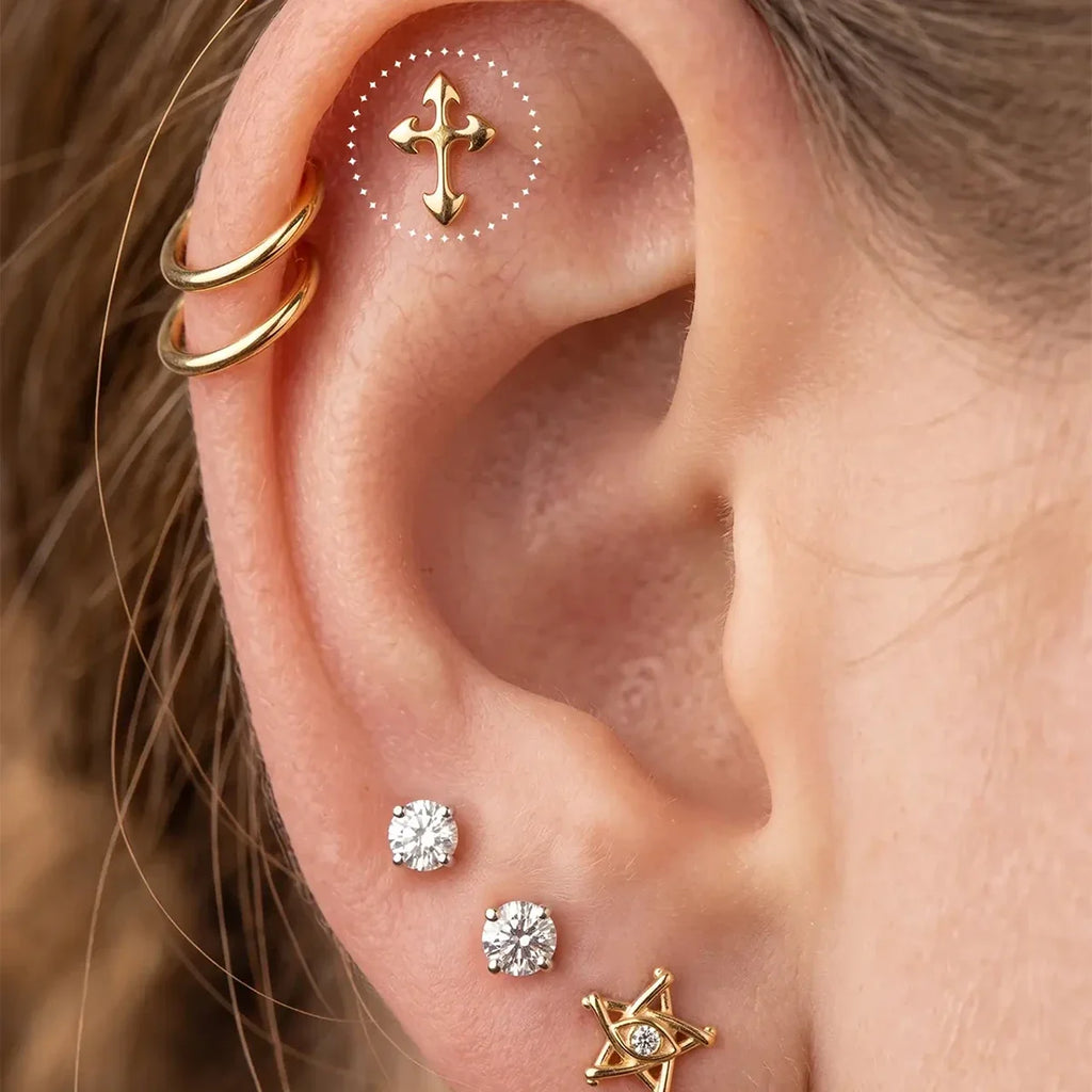 GOTHIC CROSS FLATBACK STUD