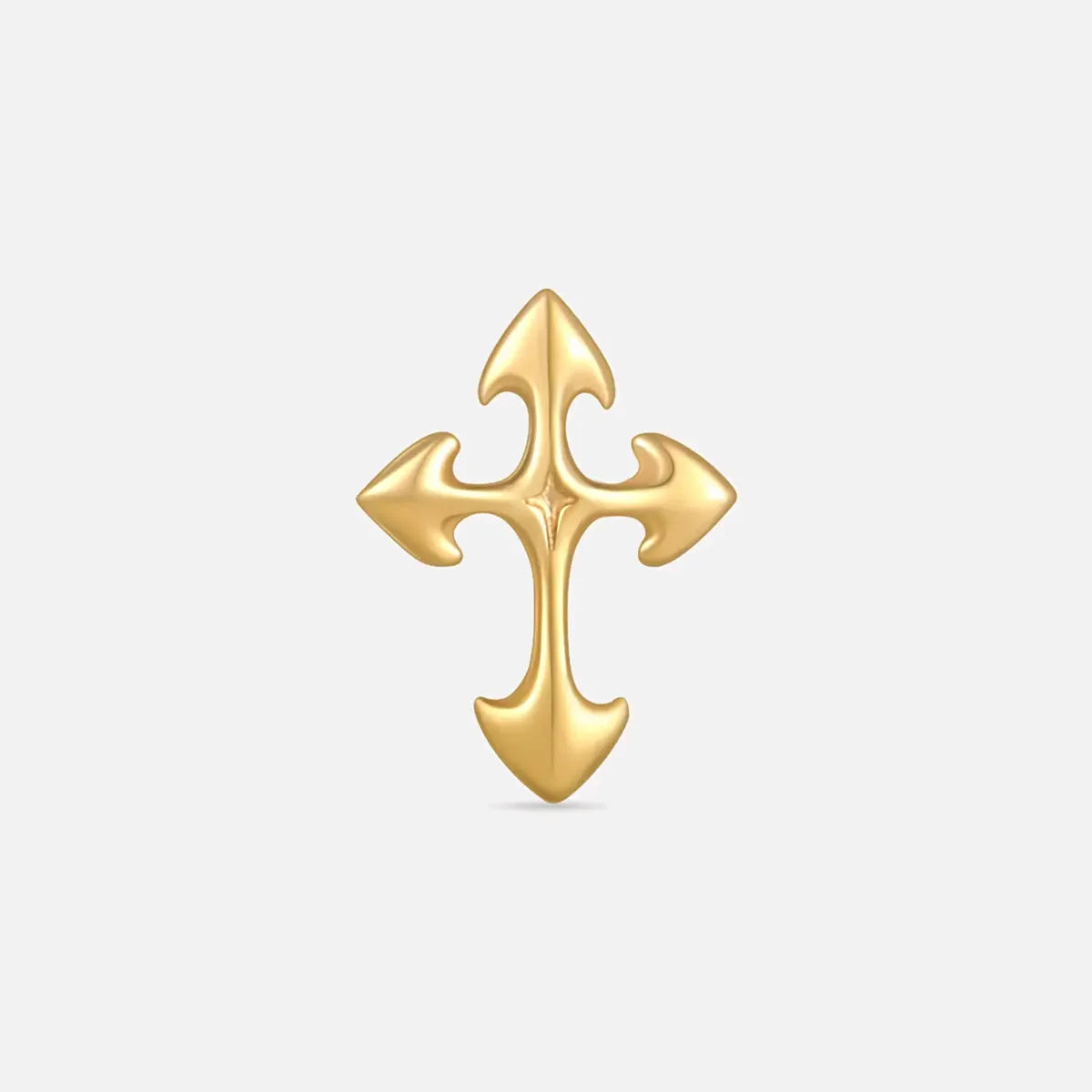 Gold gothic cross titanium flatback stud, product view 4 – PUNKYOUTH