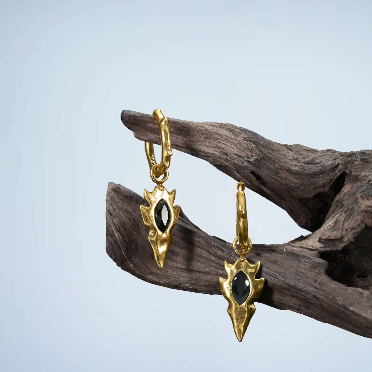 KNAPPED STONE EARRINGS (SILVER-TURQUOISE)