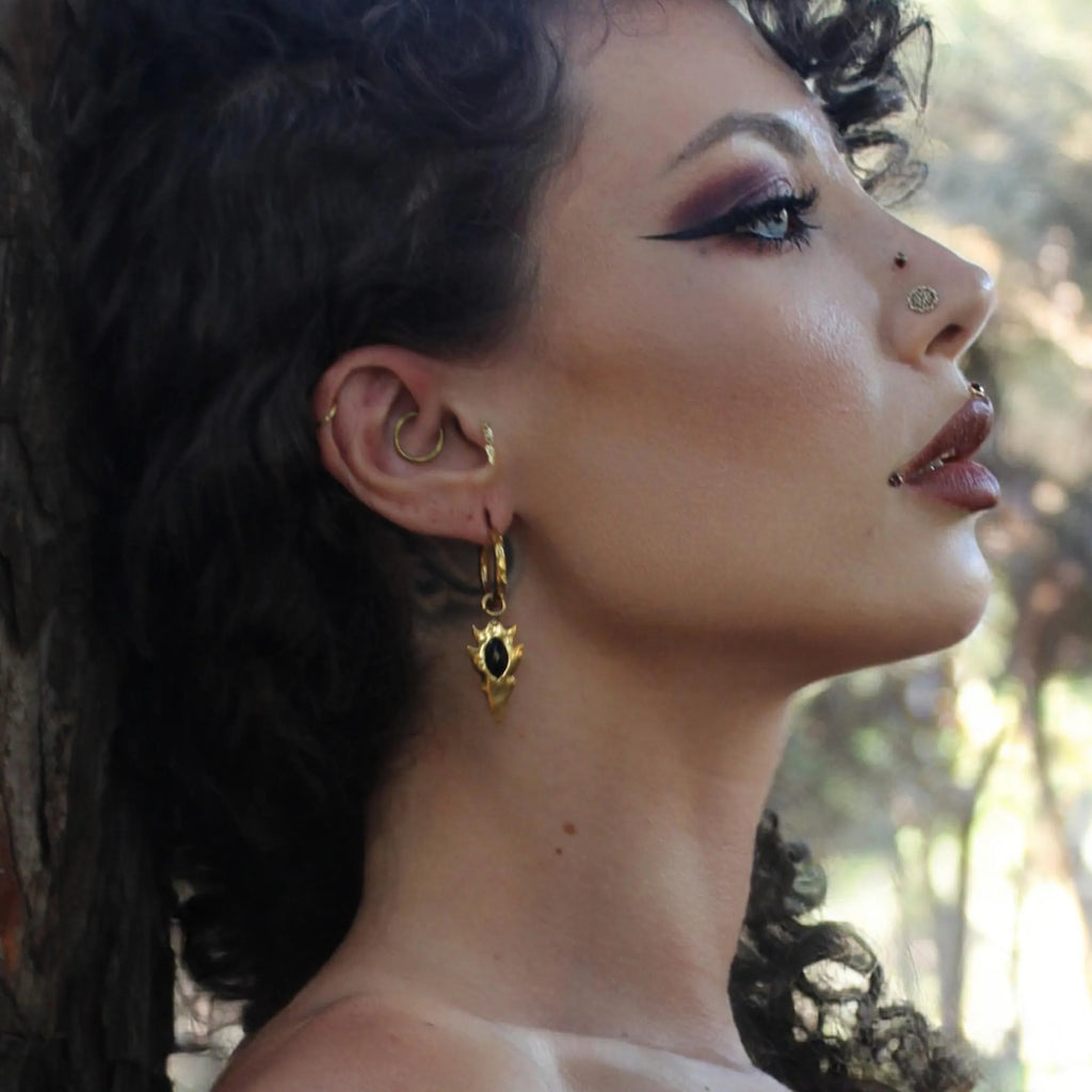KNAPPED STONE EARRINGS (SILVER-TURQUOISE)
