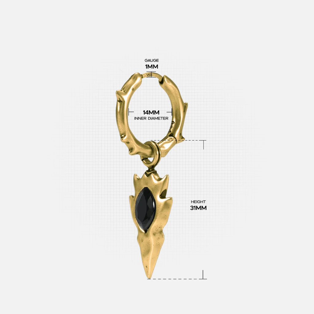 KNAPPED STONE EARRINGS (GOLD-OBSIDIAN)