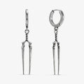 Silver-tone Longinus Twin Spear hoop earrings with paired long spear drops
