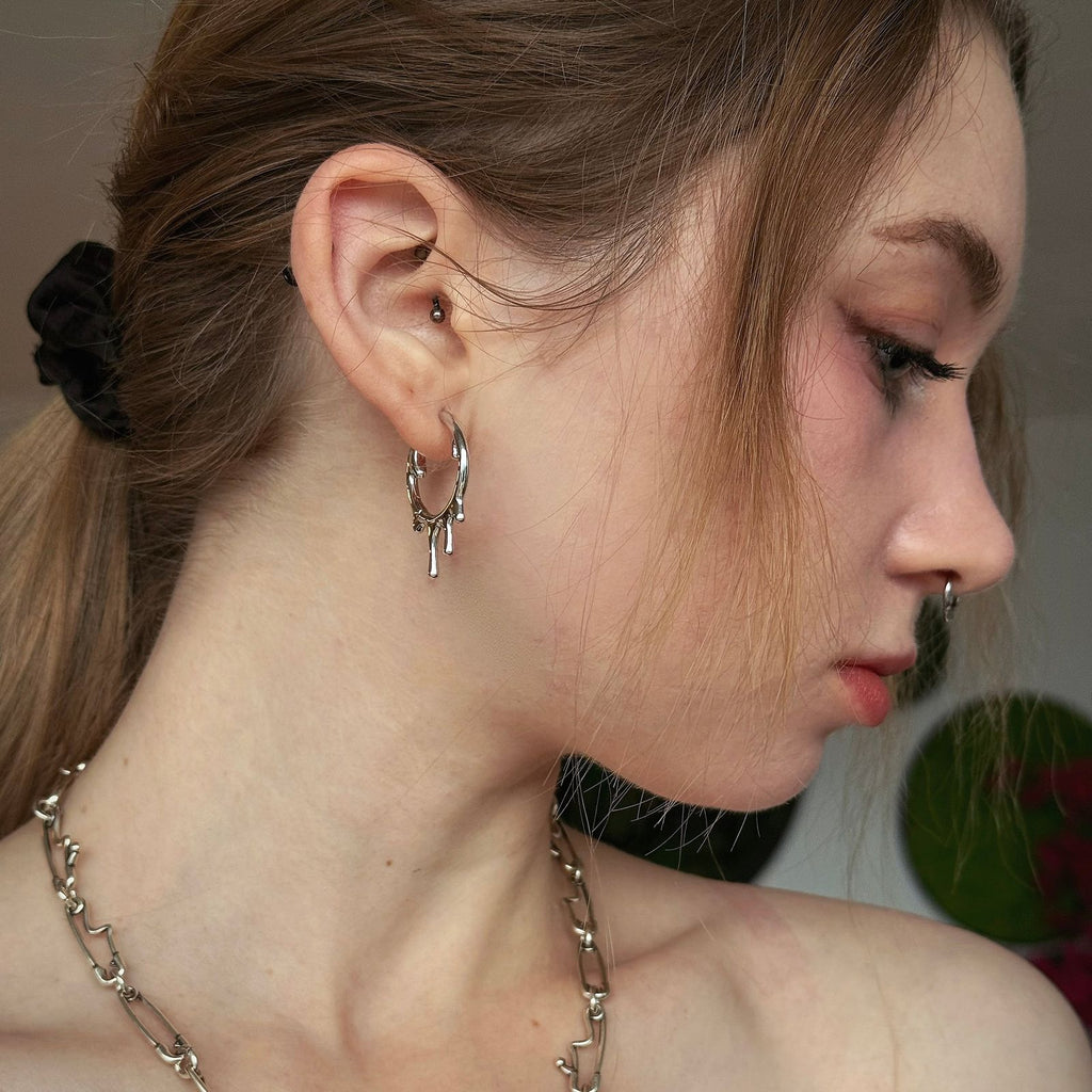 MOLTEN DROP EARRINGS (925 SILVER)