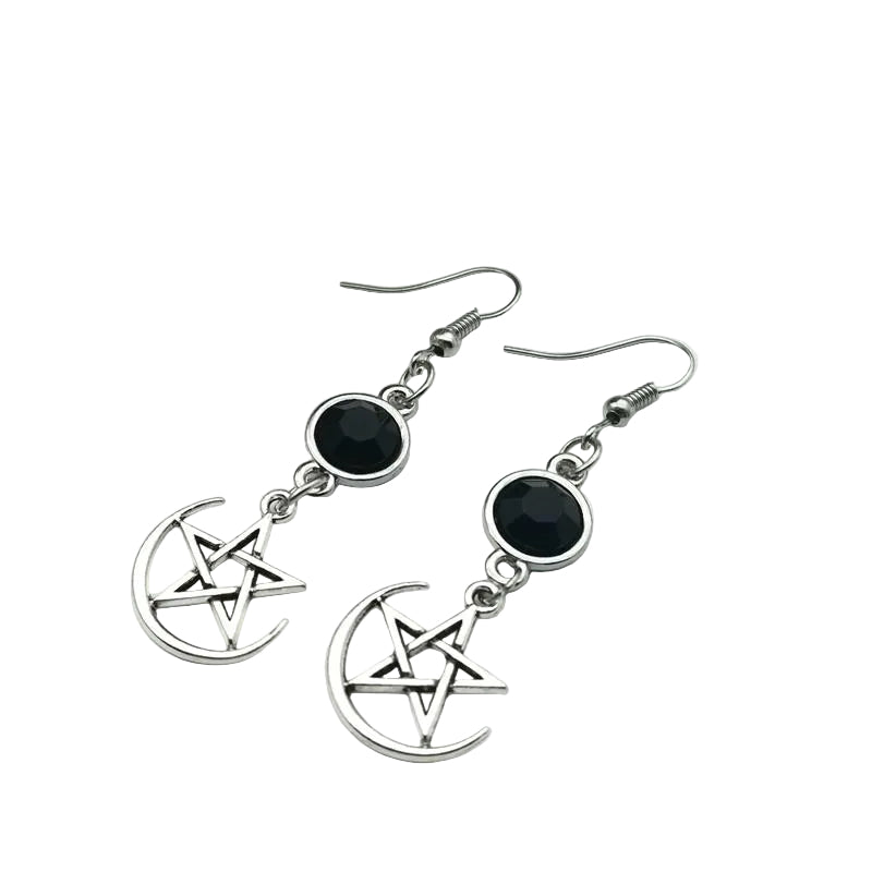 Women's Silver Moon Star Drop Earrings - primary lifestyle photo (1 of 4)