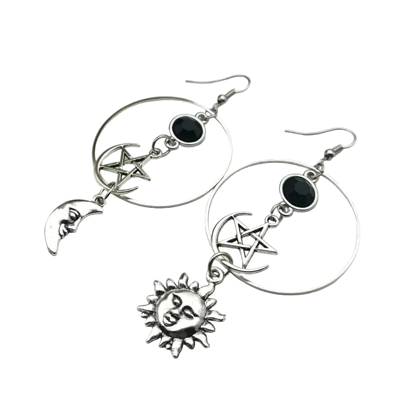 Women's Silver Moon Star Drop Earrings - alternate lifestyle view (4 of 4)