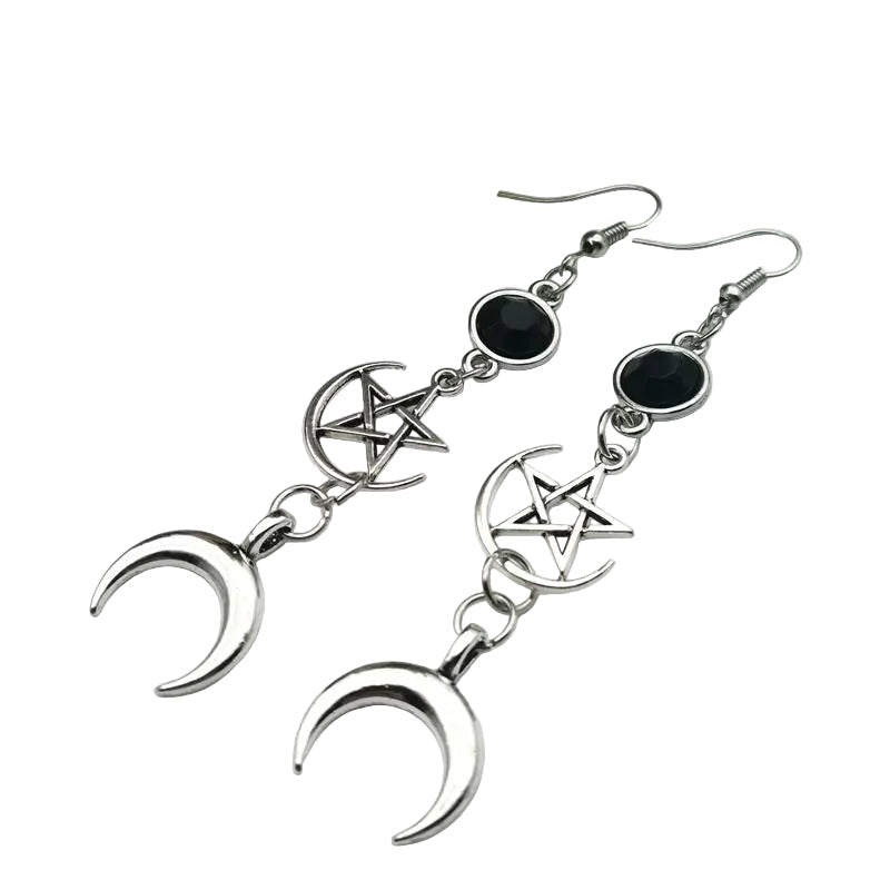Women's Silver Moon Star Drop Earrings - alternate lifestyle view (3 of 4)