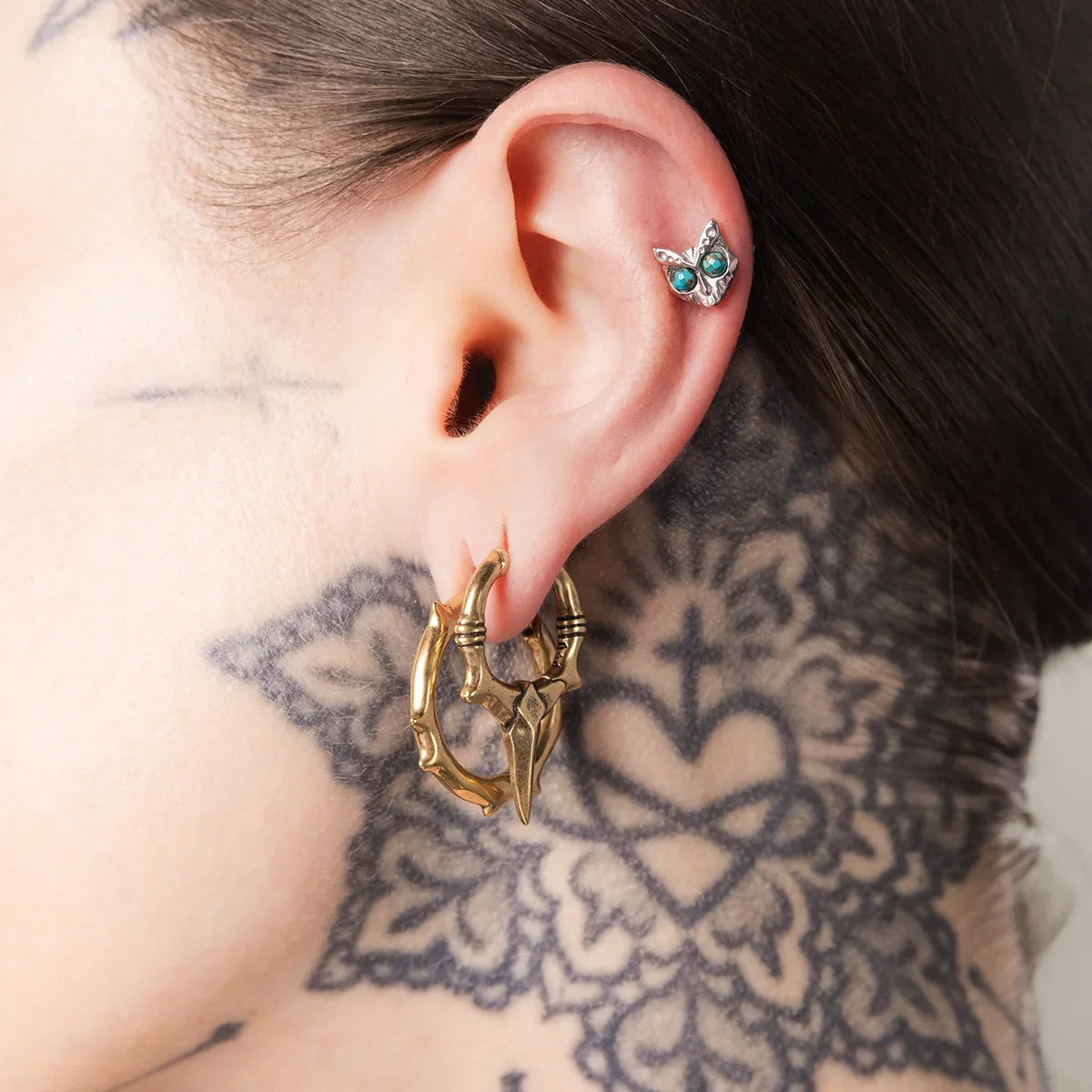 OWL SKULL FLATBACK STUD
