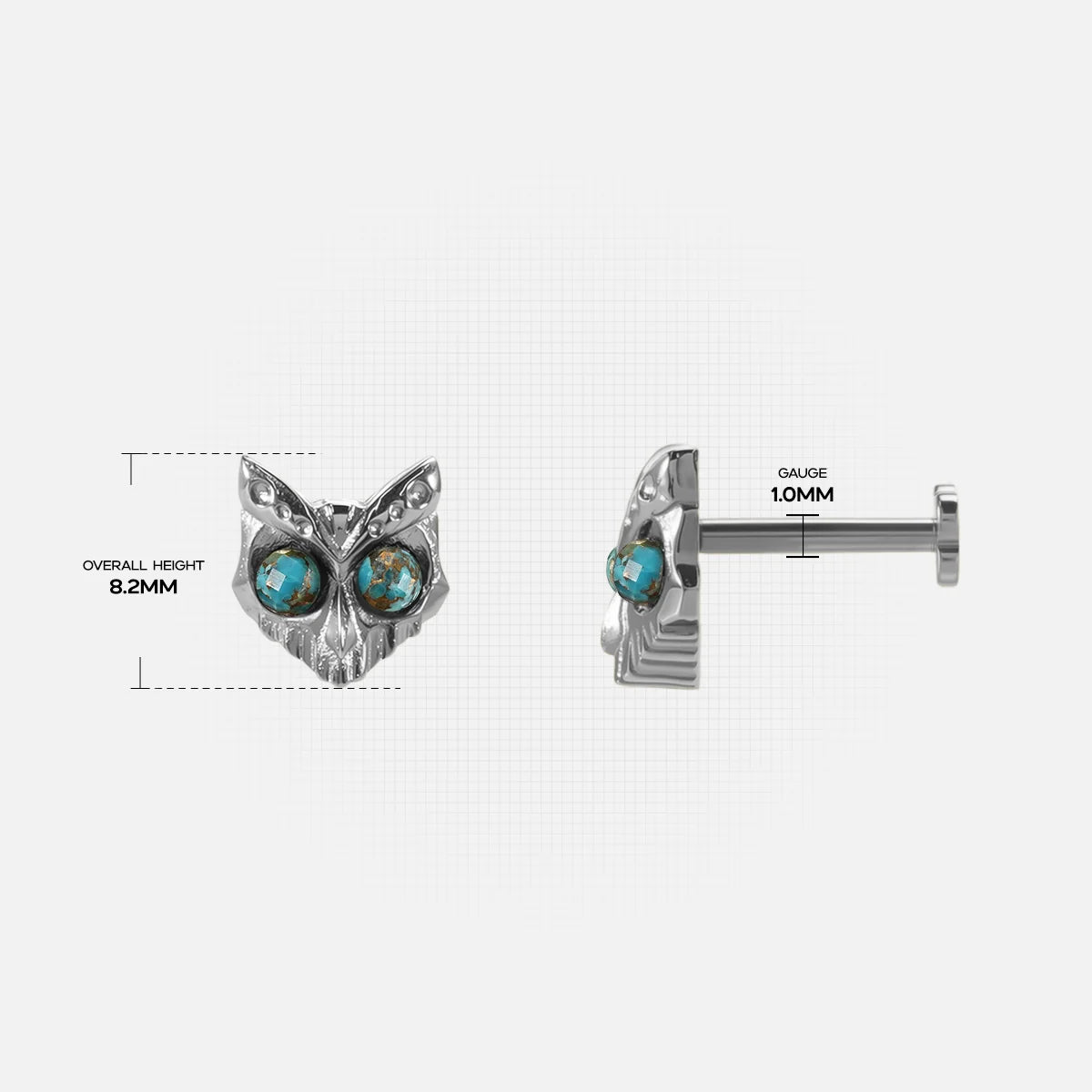 OWL SKULL FLATBACK STUD